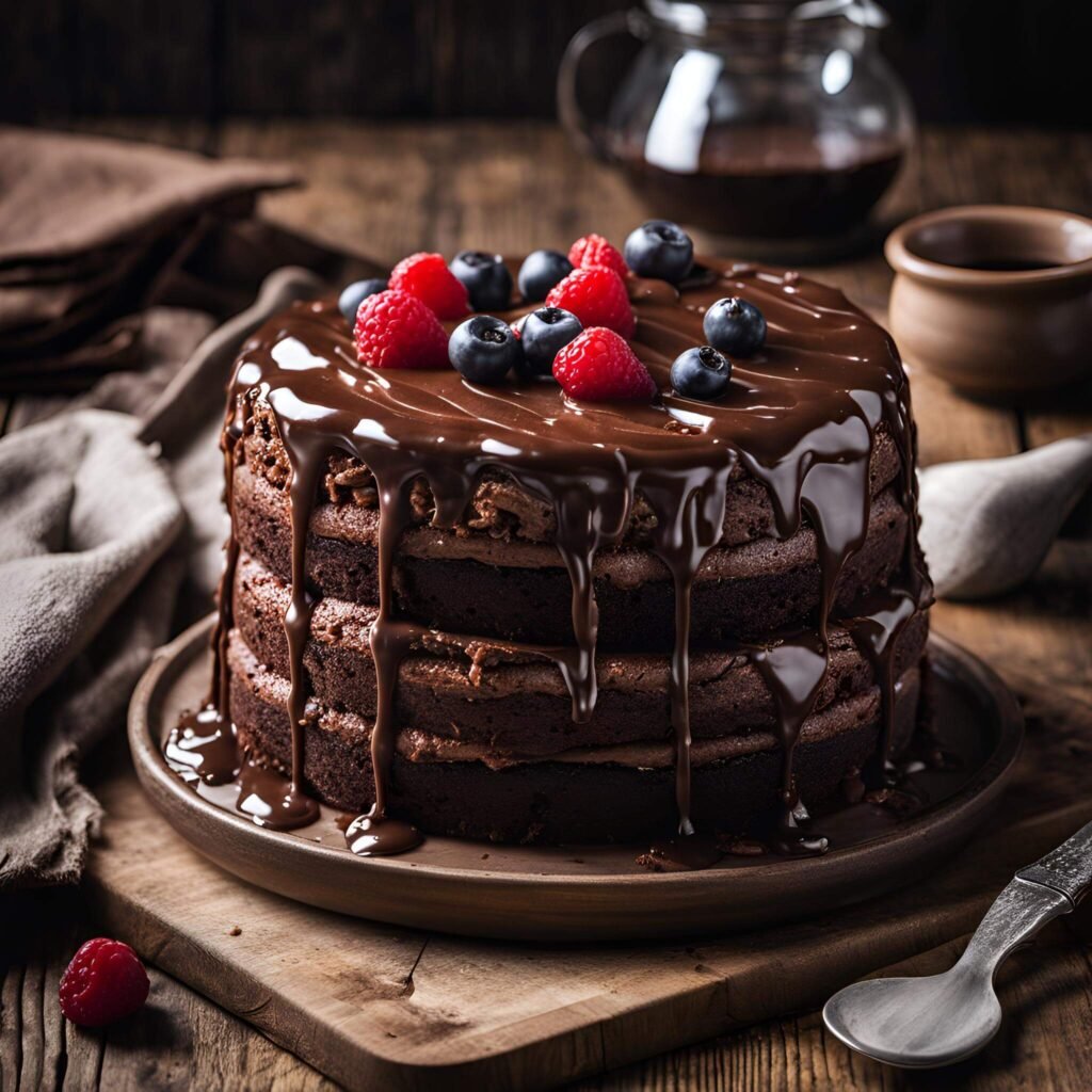 Bolo de Chocolate Saudável com Calda Cremosa 1 Bolo de Chocolate Fitness com Calda